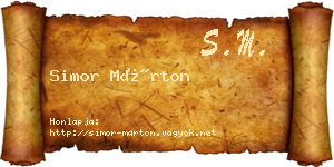 Simor Márton névjegykártya