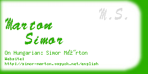 marton simor business card